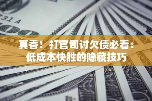 武汉真香！打官司讨欠债必看：低成本快胜的隐藏技巧